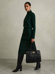 Reiss | Grained Leather Tote Bag in Black
