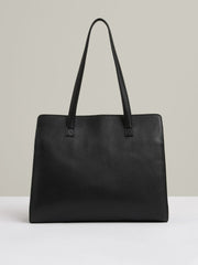 Reiss | Grained Leather Tote Bag in Black