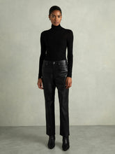 Reiss | Leather Slim-Leg Trousers in Black