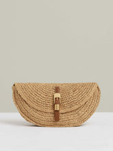 Reiss | Raffia Half-Moon Clutch Bag in Natural
