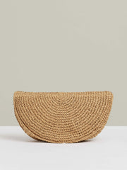Reiss | Raffia Half-Moon Clutch Bag in Natural