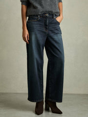 Reiss | Petite Denim Culotte Jeans in Dark Blue