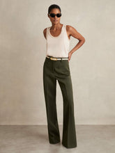 Reiss | Twill Patch-Pocket Flared Trousers in Green