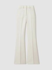 Reiss | Petite Twill Patch-Pocket Flared Trousers in Cream