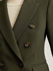 Reiss | Twill Double-Breasted Blazer in Green
