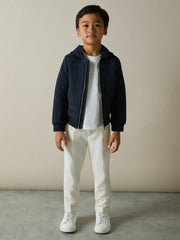 Reiss | 3-9 yrs Interlock Hybrid Hooded Puffer Jacket in Navy