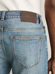 Reiss | Cotton-Stretch Slim-Fit Jeans in Washed Indigo Green Cast