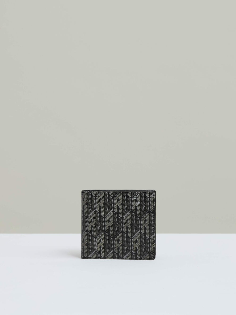 Reiss | Coated Canvas Monogram Wallet in Black