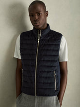 Reiss | Brushed Jersey Quilted Gilet in Navy