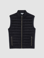 Reiss | Brushed Jersey Quilted Gilet in Navy