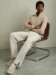 Reiss | Nubuck Leather Low-Top Trainers in Ecru