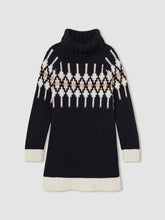 Reiss | 13-14 yrs Wool-Blend Fair Isle Roll-Neck Dress in Navy