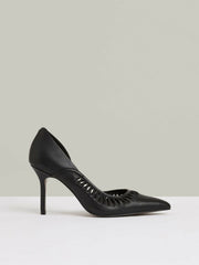 Reiss | Leather Twist Detail Court Shoes in Black