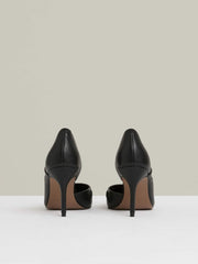 Reiss | Leather Twist Detail Court Shoes in Black