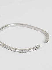 Reiss | Hinged Crystal Cuff in Silver