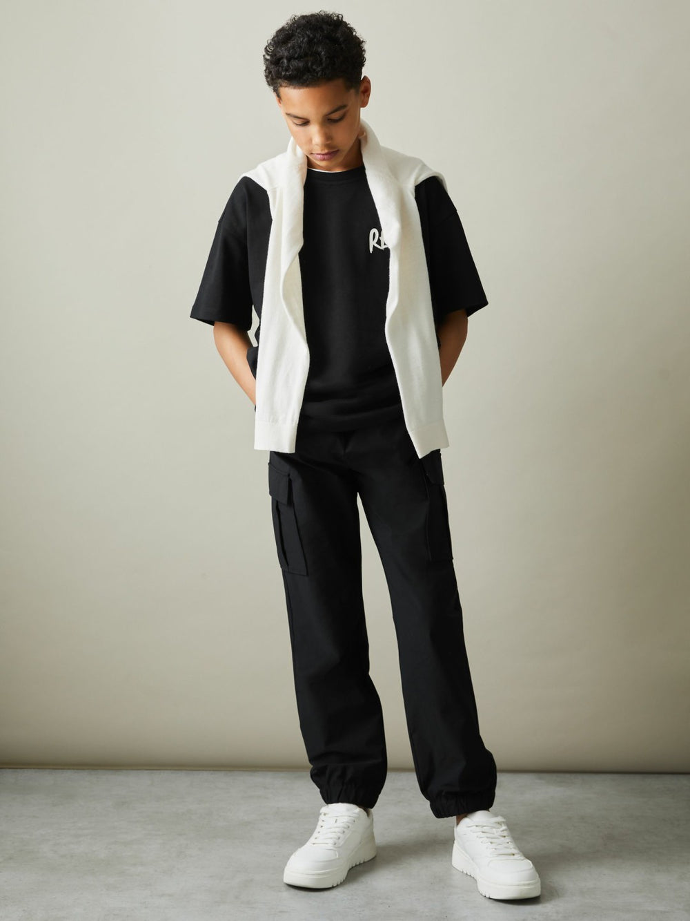 Reiss | 3-9 yrs Technical Drawstring Trousers in Black