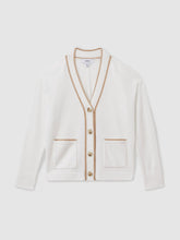 Reiss | 13-14 yrs Wool-Blend Tipped Cardigan in Cream