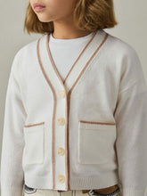 Reiss | 9-13 yrs Wool-Blend Tipped Cardigan in Cream