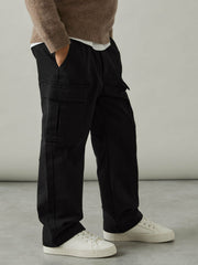 Reiss | 3-9 yrs 100% Cotton Straight Leg Cargo Trousers in Black