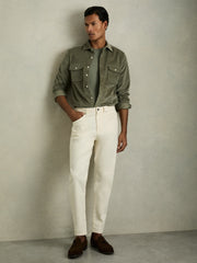 Reiss | Cotton Crew Neck T-Shirt in Dark Sage