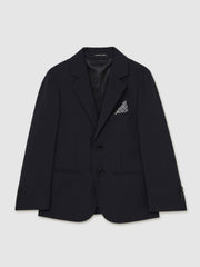Reiss | 3-9 yrs Wool-Blend Single-Breasted Suit Blazer in Navy