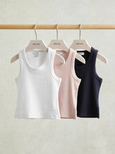 Reiss | 9-13 yrs Stretch-Cotton Ribbed Vest 3 Pack in Multicolour