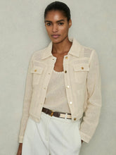 Reiss | Cotton-Blend Textured Trucker Jacket in Neutral