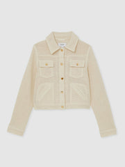 Reiss | Cotton-Blend Textured Trucker Jacket in Neutral