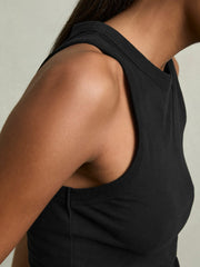 Reiss | Stretch-Cotton Racerback Vest in Black