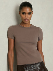 Reiss | Stretch-Cotton Crew-Neck T-Shirt in Mink