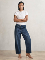 Reiss | Petite Mid-Rise Straight-Leg Jeans in Mid Blue