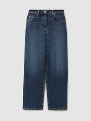 Reiss | Petite Mid-Rise Straight-Leg Jeans in Mid Blue