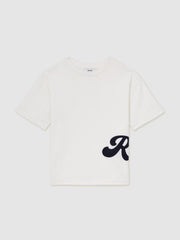 Reiss | 9-12 yrs Cotton Script-Logo Oversized T-Shirt in White