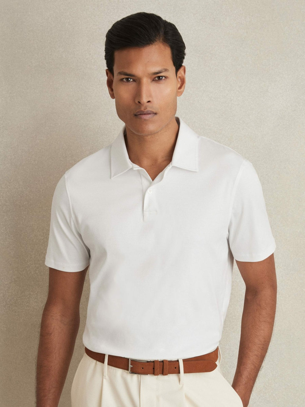 Reiss | Cotton Short-Sleeve Polo Shirt in White