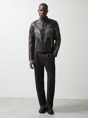 Reiss | McLaren F1 Team Leather Biker Jacket in Black