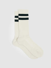 Reiss | Cotton-Blend Double-Stripe Socks in Forest Green/Ecru