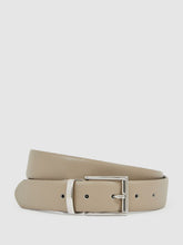 Reiss | Leather Reversible Belt in Stone/Dark Brown