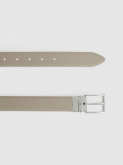 Reiss | Leather Reversible Belt in Stone/Dark Brown
