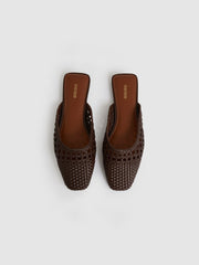 Reiss | Woven Slip-On Mules in Chocolate