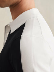 Reiss | Colour-Block Knit Polo Shirt in Navy/White