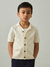 Reiss | 3-9 yrs Cotton Blend Diamond Knit Shirt in Off White