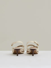 Reiss | Leather Link-Strap Low-Heel Sandals in Off White