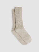 Reiss | Rib-Knit Socks With Cashmere in Oatmeal