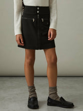 Reiss | 9-13 yrs Piqué Zip-Detail Mini Skirt in Black