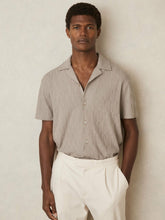 Reiss | Cotton Textured Cuban-Collar Shirt in Mink Brown