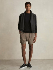 Reiss | Textured Drawstring Shorts in Mocha Brown
