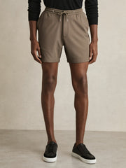 Reiss | Textured Drawstring Shorts in Mocha Brown