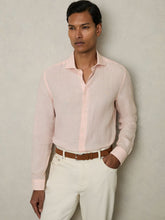 Reiss | Linen Button-Through Shirt in Prep Pink