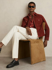 Reiss | Linen Button-Through Shirt in Paprika Red