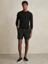 Reiss | Textured Drawstring Shorts in Dark Green